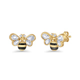 Bee Stud Earring 11.8mm Pear Cubic Zirconia 925 Sterling Silver