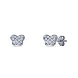 Butterfly Stud Earring 5mm Cluster Cubic Zirconia 925 Sterling Silver