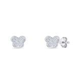 Butterfly Stud Earring 5mm Cluster Cubic Zirconia 925 Sterling Silver