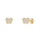 Butterfly Stud Earring 5mm Cluster Cubic Zirconia 925 Sterling Silver