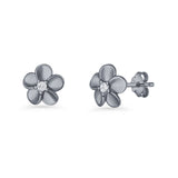 Flower Stud Earrings Cubic Zirconia 7.9mm 925 Sterling Silver
