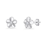 Flower Stud Earrings Cubic Zirconia 7.9mm 925 Sterling Silver