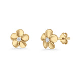 Flower Stud Earrings Cubic Zirconia 7.9mm 925 Sterling Silver