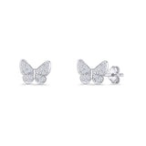 Butterfly Stud Earrings 6mm Cubic Zirconia 925 Sterling Silver