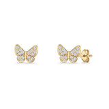 Butterfly Stud Earrings 6mm Cubic Zirconia 925 Sterling Silver