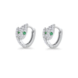 Minimalist 5.6mm Snake Huggie Hoop Earring Cubic Zirconia 925 Sterling Silver