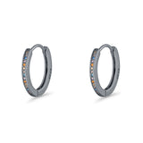 Round 20mm Multicolor Cubic Zirconia Huggie Hoop Earrings 925 Sterling Silver