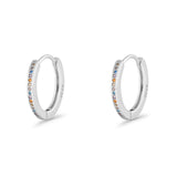 Round 20mm Multicolor Cubic Zirconia Huggie Hoop Earrings 925 Sterling Silver