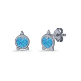 Round 9.6mm Lab Created Opal Unicorn Stud Earring 925 Sterling Silver