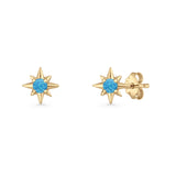 Round 5.4mm Star Stud Earring Lab Created Opal 925 Sterling Silver