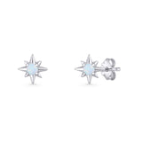 Round 5.4mm Star Stud Earring Lab Created Opal 925 Sterling Silver