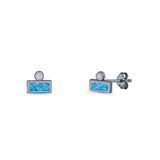 Rectangular 5.8mm Lab Created Opal Bar Stud Earring 925 Sterling Silver