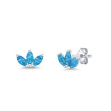 Triple Marquise Lab Created Opal Stud Earrings 925 Sterling Silver