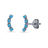 Round 11.6mm Lab Created Opal Climber Stud Earring 925 Sterling Silver