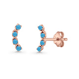 Round 11.6mm Lab Created Opal Climber Stud Earring 925 Sterling Silver