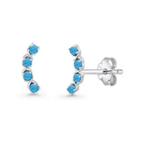 Round 11.6mm Lab Created Opal Climber Stud Earring 925 Sterling Silver