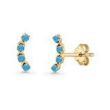 Round 11.6mm Lab Created Opal Climber Stud Earring 925 Sterling Silver