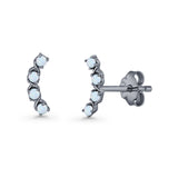 Round 11.6mm Lab Created Opal Climber Stud Earring 925 Sterling Silver