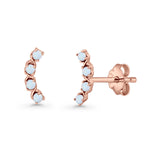 Round 11.6mm Lab Created Opal Climber Stud Earring 925 Sterling Silver