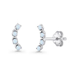 Round 11.6mm Lab Created Opal Climber Stud Earring 925 Sterling Silver