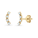 Round 11.6mm Lab Created Opal Climber Stud Earring 925 Sterling Silver