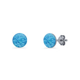 Round 7mm Lab Created Opal Solitaire Stud Earring 925 Sterling Silver
