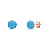 Round 7mm Lab Created Opal Solitaire Stud Earring 925 Sterling Silver