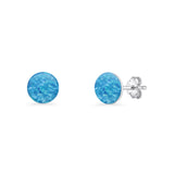 Round 7mm Lab Created Opal Solitaire Stud Earring 925 Sterling Silver