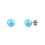 Round 7mm Lab Created Opal Solitaire Stud Earring 925 Sterling Silver
