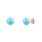 Round 7mm Lab Created Opal Solitaire Stud Earring 925 Sterling Silver