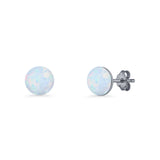 Round 7mm Lab Created Opal Solitaire Stud Earring 925 Sterling Silver