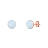Round 7mm Lab Created Opal Solitaire Stud Earring 925 Sterling Silver
