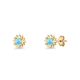 Round 3.9mm Lab Created Opal Flower Stud Earring 925 Sterling Silver