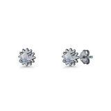 Round 3.9mm Lab Created Opal Flower Stud Earring 925 Sterling Silver
