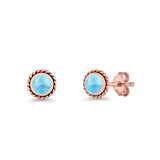 Round Twisted Rope Stud Earring Lab Created Opal 925 Sterling Silver