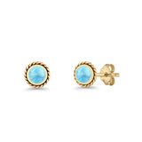 Round Twisted Rope Stud Earring Lab Created Opal 925 Sterling Silver
