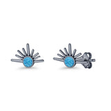 Round 7.5mm Sunset Stud Earring Lab Created Opal 925 Sterling Silver