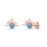 Round 7.5mm Sunset Stud Earring Lab Created Opal 925 Sterling Silver