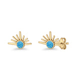 Round 7.5mm Sunset Stud Earring Lab Created Opal 925 Sterling Silver