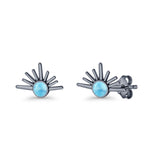 Round 7.5mm Sunset Stud Earring Lab Created Opal 925 Sterling Silver
