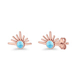 Round 7.5mm Sunset Stud Earring Lab Created Opal 925 Sterling Silver
