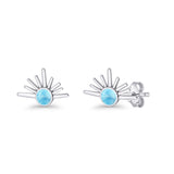 Round 7.5mm Sunset Stud Earring Lab Created Opal 925 Sterling Silver