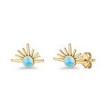 Round 7.5mm Sunset Stud Earring Lab Created Opal 925 Sterling Silver