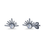 Round 7.5mm Sunset Stud Earring Lab Created Opal 925 Sterling Silver