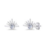 Round 7.5mm Sunset Stud Earring Lab Created Opal 925 Sterling Silver