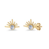 Round 7.5mm Sunset Stud Earring Lab Created Opal 925 Sterling Silver
