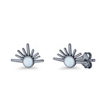 Round 7.5mm Sunset Stud Earring Lab Created Opal 925 Sterling Silver