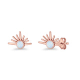 Round 7.5mm Sunset Stud Earring Lab Created Opal 925 Sterling Silver