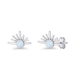 Round 7.5mm Sunset Stud Earring Lab Created Opal 925 Sterling Silver