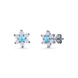 Round 8.7mm Lab Created Opal Floral Stud Earring 925 Sterling Silver